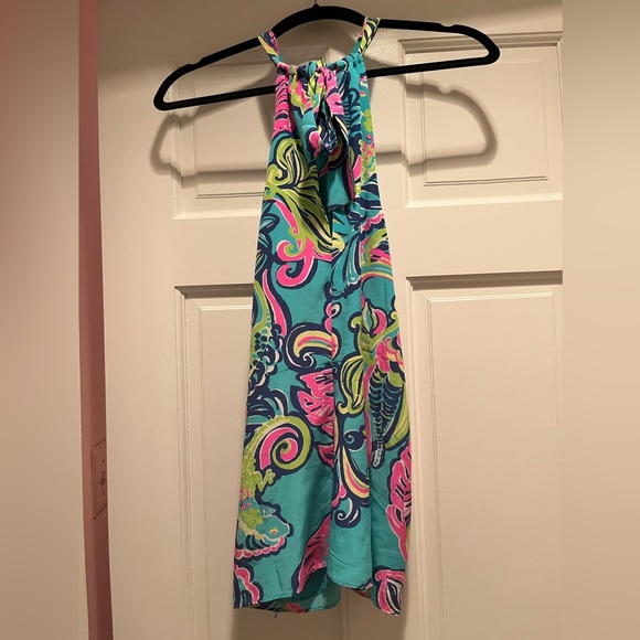 RARE Lilly Pulitzer Halter Top in Iona Shell Sea Blue Private Island - Picture 2 of 5